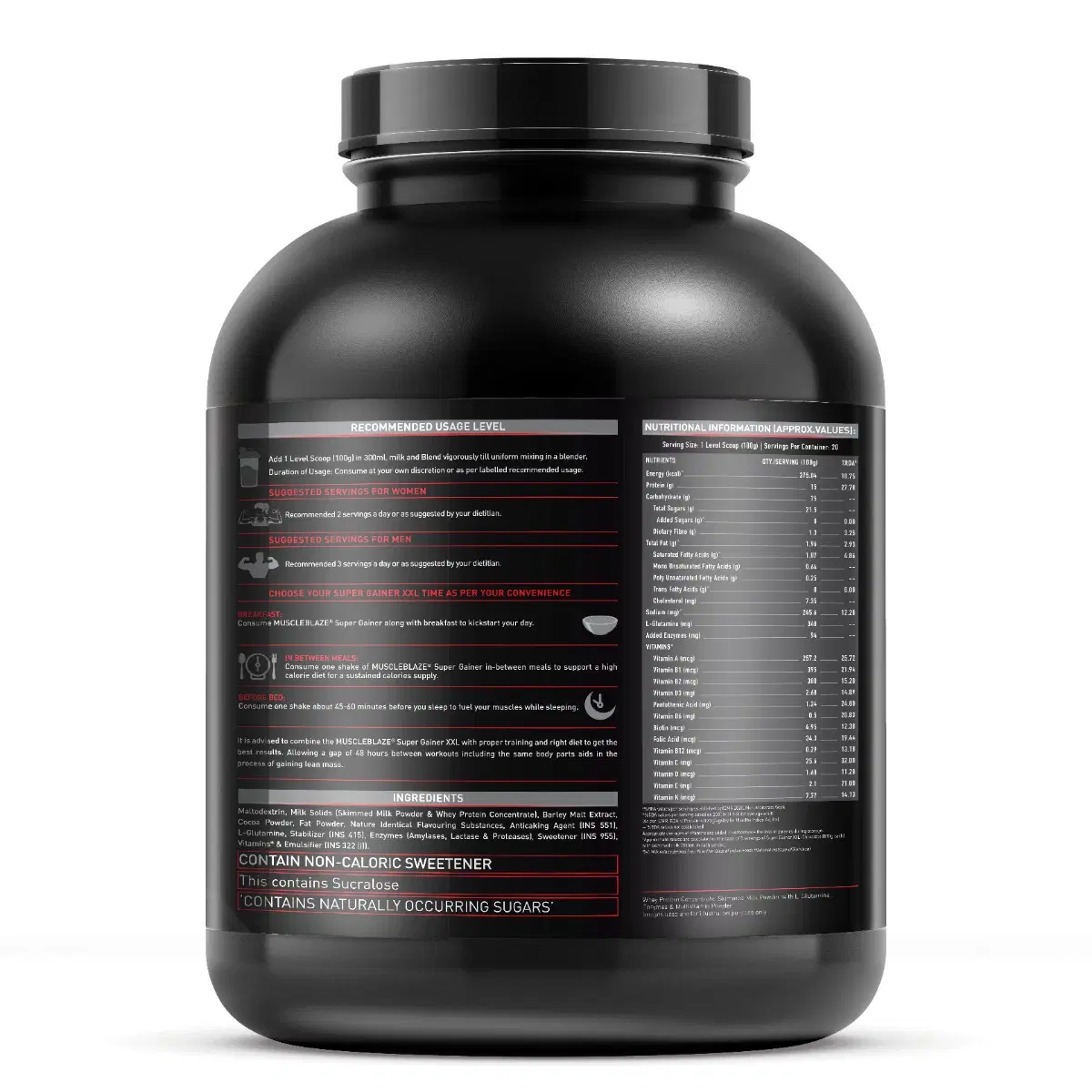 MuscleBlaze Super Gainer XXL Chocolate 2kg 20 Servings - Image 2