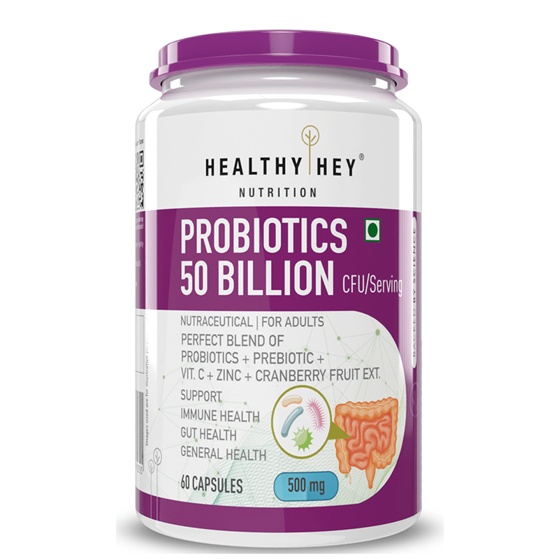 HealthyHey Nutrition Probiotics 50 Billion 500mg | 60 Capsules | Immune ...