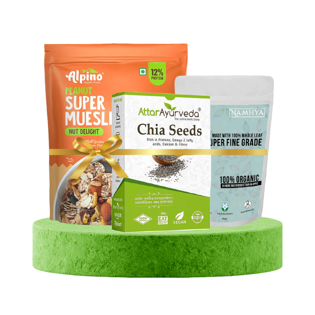 Healthy Trio (Attar Ayurveda Chia Seeds 250g + Namhya Green Tea 250g + Alpino Super Muesli Nut Delight 400g)-image-17