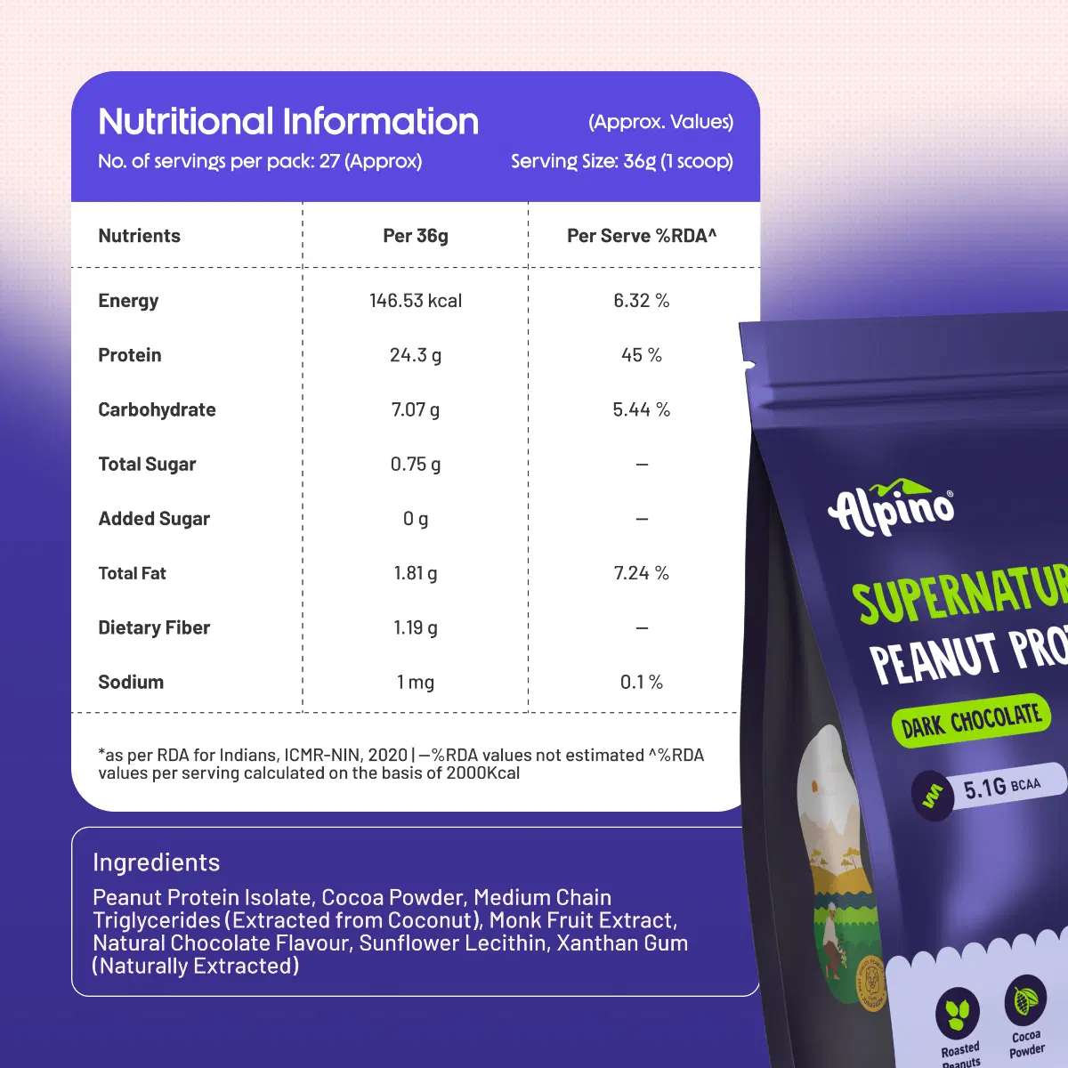 ALPINO 24g Protein Powder 1kg Dark Chocolate - Image 3