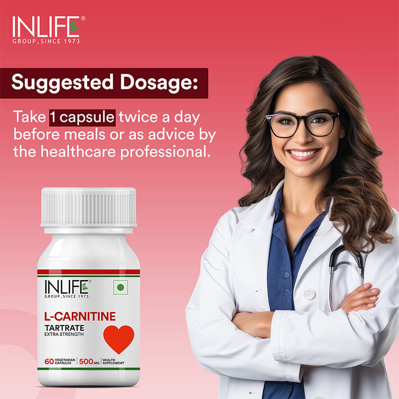 can you take l carnitine twice a day Inlife L-Carnitine L-Tartarate Supplement 1000 mg 60 Veg Capsules