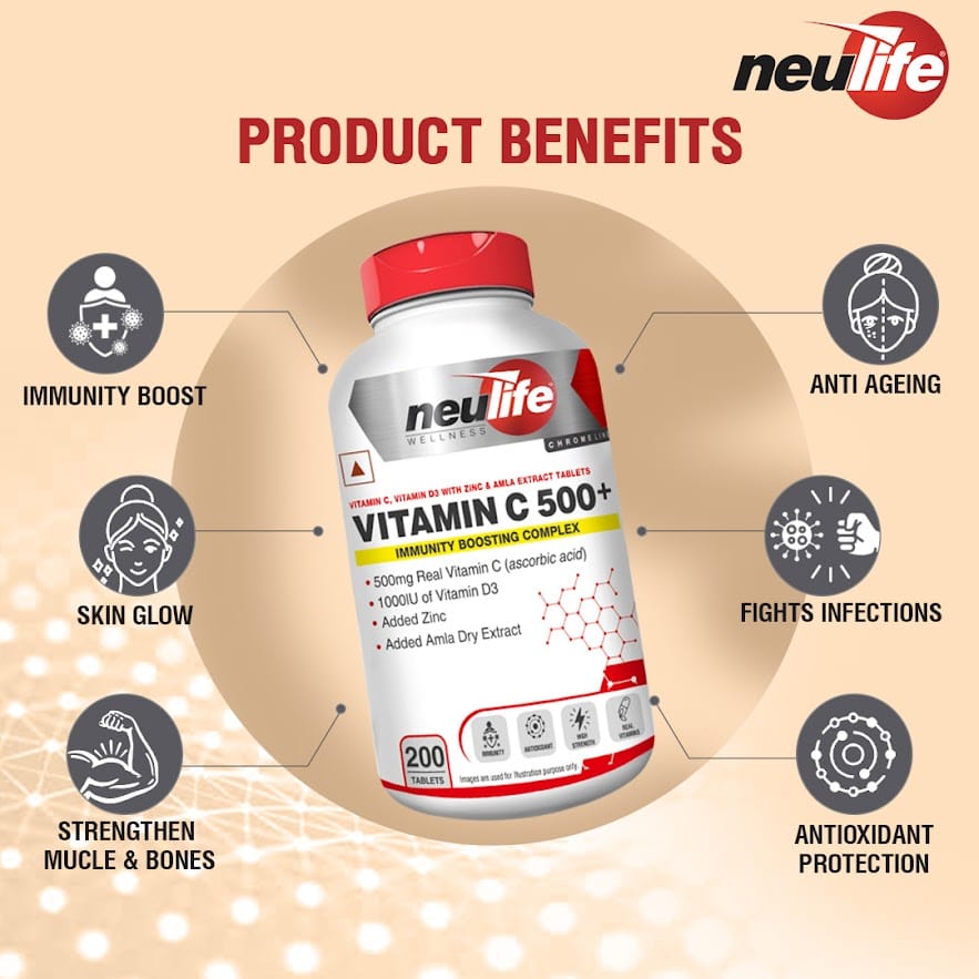 NEULIFE High Strength Real Vitamin C tablets (Ascorbic Acid) 500mg with ...