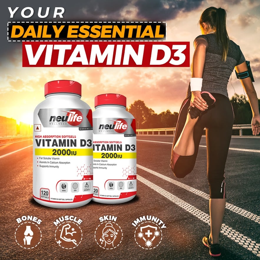 NEULIFE Vitamin D3 2000IU High Strength for Immunity, Skin & Bones (120 ...