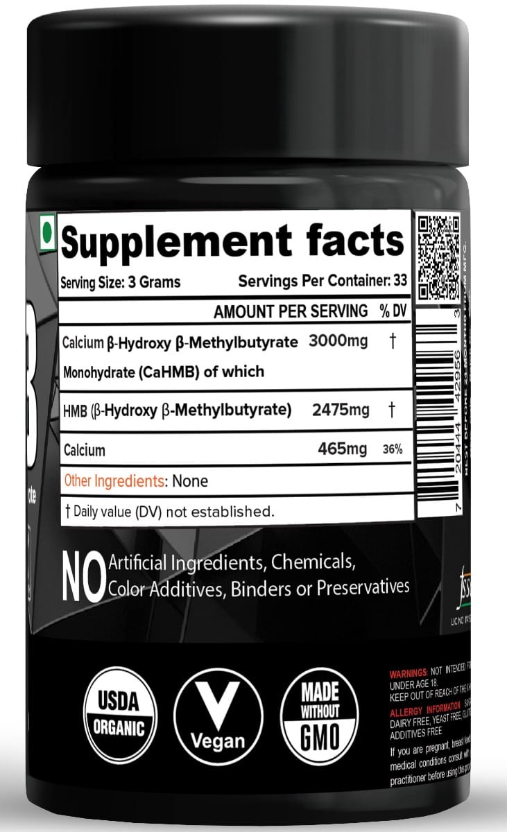 NutriJa Lifesciences HMB Powder (Beta-Hydroxy Beta-Methylbutyrate) Pure ...